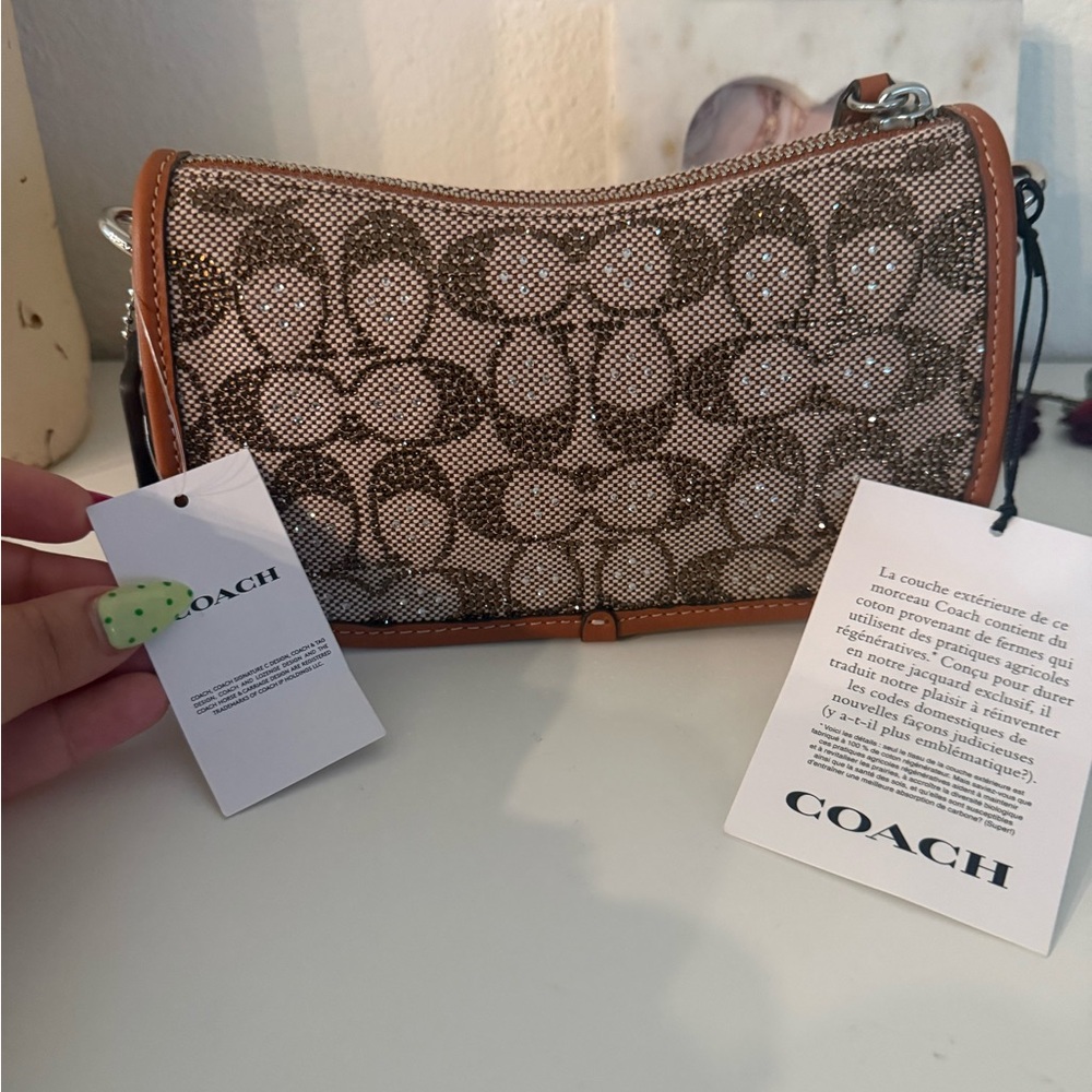 COACH Crystal Signature Jacquard Swinger 20